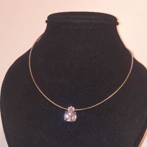 Sterling Silver Radiant CZ Omega Necklace